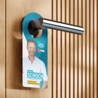 Türanhänger der Wahlkampagne für Christian Schoch als Oberbürgermeister von Kempten