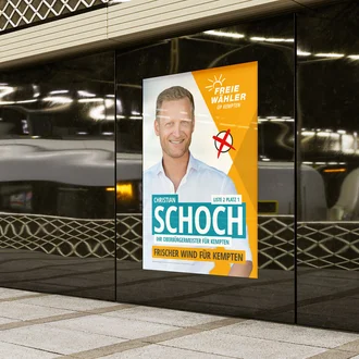 Wahlplakat für Christian Schoch als Oberbürgermeisterkandidat in Kempten