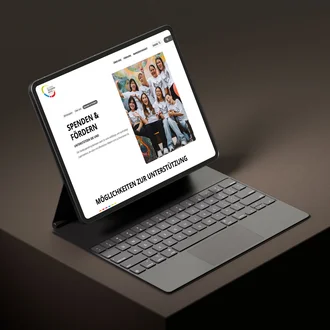 Mockup Tablet mit der Seite Spenden- und Förderseite des Stadtjugendrings Kempten.