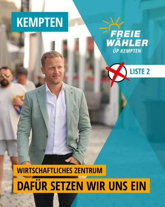 Christian Schoch im Social-Media-Motiv zum wirtschaftlichen Zentrum Kempten