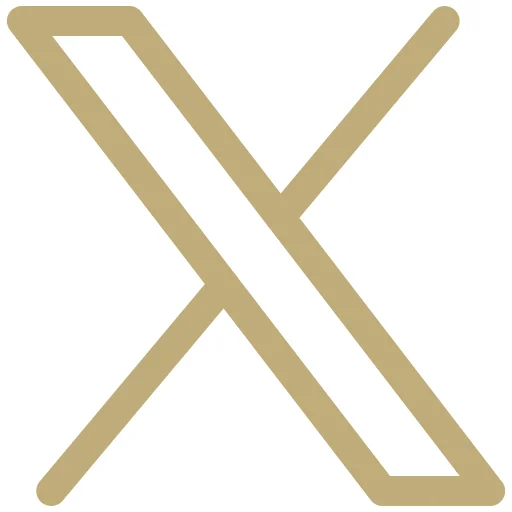 Goldenes X-Icon im minimalistischen Stil vor weißem Hintergrund